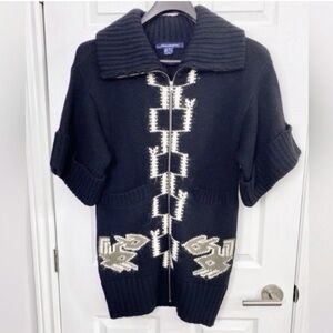 Long Black Wool Sweater Coat